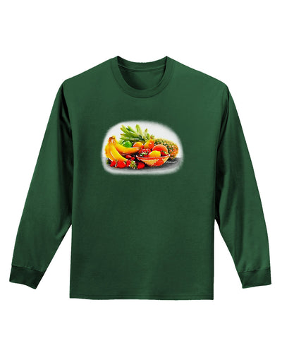 Watercolor Fruit Bowl 1 Adult Long Sleeve Dark T-Shirt-TooLoud-Dark-Green-Small-Davson Sales