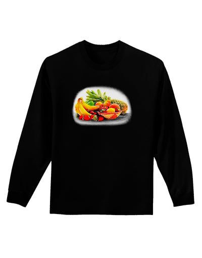 Watercolor Fruit Bowl 1 Adult Long Sleeve Dark T-Shirt-TooLoud-Black-Small-Davson Sales