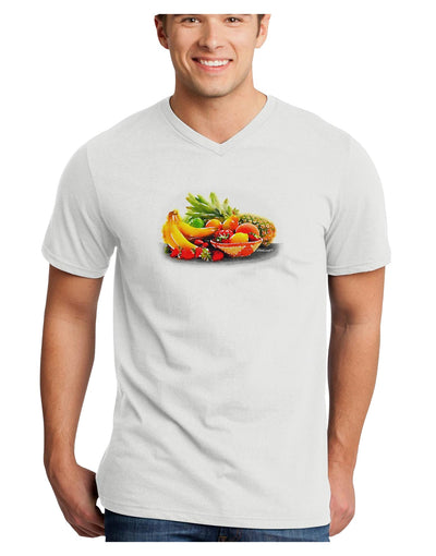 Watercolor Fruit Bowl 1 Adult V-Neck T-shirt-Mens V-Neck T-Shirt-TooLoud-White-Small-Davson Sales