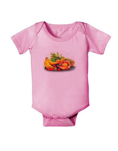 Watercolor Fruit Bowl 1 Baby Romper Bodysuit-Baby Romper-TooLoud-Pink-06-Months-Davson Sales