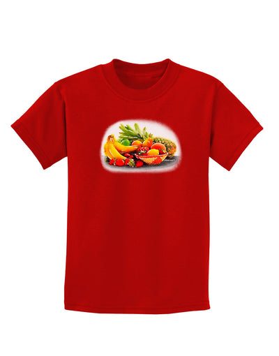 Watercolor Fruit Bowl 1 Childrens Dark T-Shirt-Childrens T-Shirt-TooLoud-Red-X-Small-Davson Sales