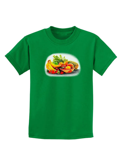 Watercolor Fruit Bowl 1 Childrens Dark T-Shirt-Childrens T-Shirt-TooLoud-Kelly-Green-X-Small-Davson Sales