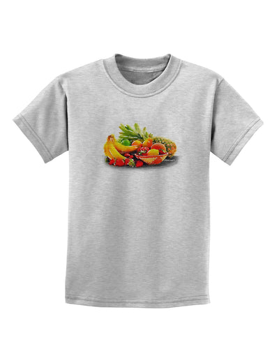 Watercolor Fruit Bowl 1 Childrens T-Shirt-Childrens T-Shirt-TooLoud-AshGray-X-Small-Davson Sales