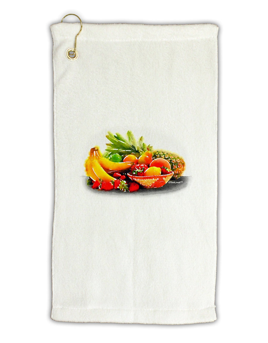 Watercolor Fruit Bowl 1 Micro Terry Gromet Golf Towel 11&#x22;x19-Golf Towel-TooLoud-White-Davson Sales