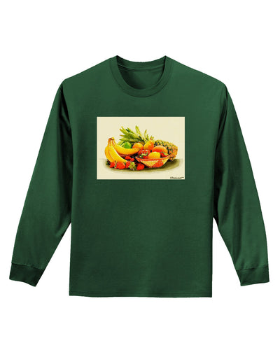 Watercolor Fruit Bowl 2 Adult Long Sleeve Dark T-Shirt-TooLoud-Dark-Green-Small-Davson Sales