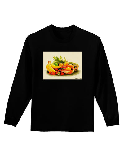 Watercolor Fruit Bowl 2 Adult Long Sleeve Dark T-Shirt-TooLoud-Black-Small-Davson Sales