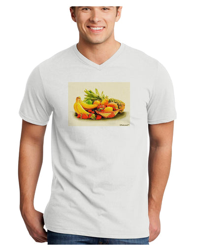 Watercolor Fruit Bowl 2 Adult V-Neck T-shirt-Mens V-Neck T-Shirt-TooLoud-White-Small-Davson Sales