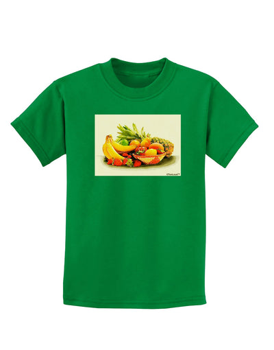 Watercolor Fruit Bowl 2 Childrens Dark T-Shirt-Childrens T-Shirt-TooLoud-Kelly-Green-X-Small-Davson Sales