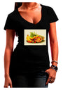 Watercolor Fruit Bowl 2 Juniors V-Neck Dark T-Shirt-Womens V-Neck T-Shirts-TooLoud-Black-Juniors Fitted Small-Davson Sales