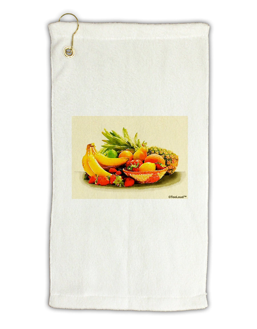 Watercolor Fruit Bowl 2 Micro Terry Gromet Golf Towel 11&#x22;x19-Golf Towel-TooLoud-White-Davson Sales