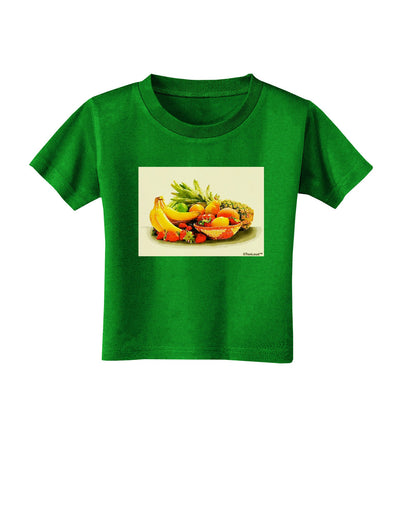 Watercolor Fruit Bowl 2 Toddler T-Shirt Dark-Toddler T-Shirt-TooLoud-Clover-Green-2T-Davson Sales