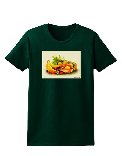 Watercolor Fruit Bowl 2 Womens Dark T-Shirt-TooLoud-Forest-Green-Small-Davson Sales