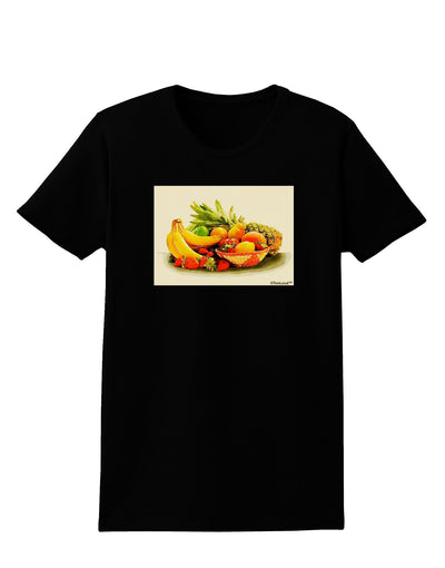 Watercolor Fruit Bowl 2 Womens Dark T-Shirt-TooLoud-Black-X-Small-Davson Sales