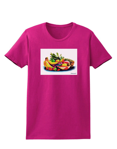 Watercolor Fruit Bowl 3 Womens Dark T-Shirt-TooLoud-Hot-Pink-Small-Davson Sales