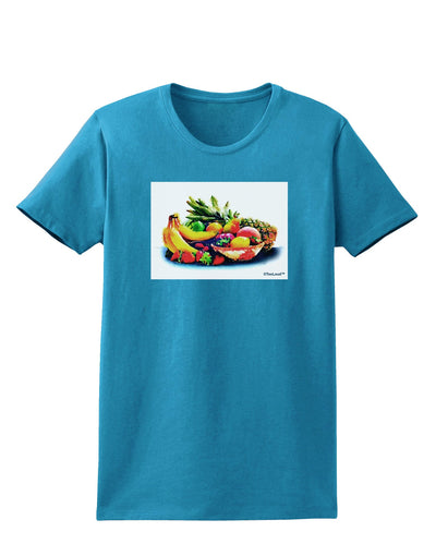 Watercolor Fruit Bowl 3 Womens Dark T-Shirt-TooLoud-Turquoise-X-Small-Davson Sales