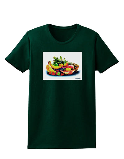 Watercolor Fruit Bowl 3 Womens Dark T-Shirt-TooLoud-Forest-Green-Small-Davson Sales