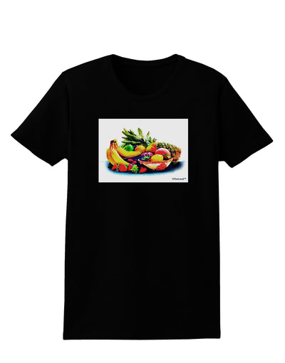 Watercolor Fruit Bowl 3 Womens Dark T-Shirt-TooLoud-Black-X-Small-Davson Sales