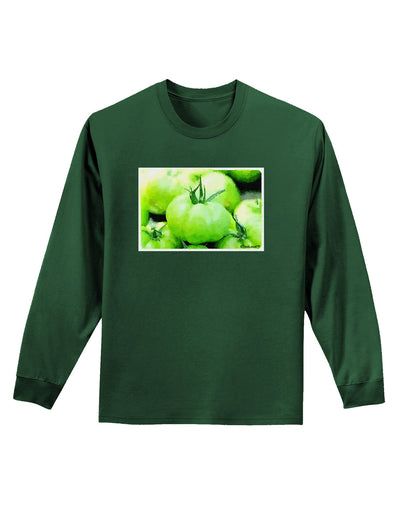 Watercolor Green Tomatoes Adult Long Sleeve Dark T-Shirt-TooLoud-Dark-Green-Small-Davson Sales