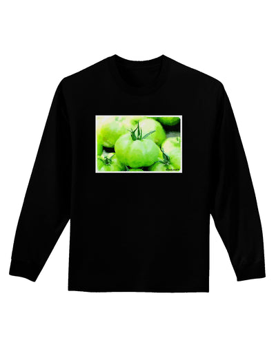 Watercolor Green Tomatoes Adult Long Sleeve Dark T-Shirt-TooLoud-Black-Small-Davson Sales