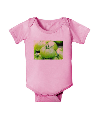 Watercolor Green Tomatoes Baby Romper Bodysuit-Baby Romper-TooLoud-Pink-06-Months-Davson Sales