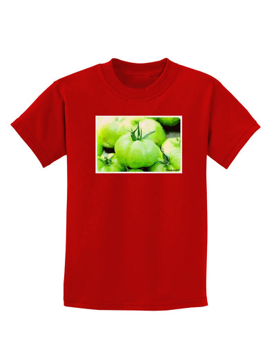 Watercolor Green Tomatoes Childrens Dark T-Shirt-Childrens T-Shirt-TooLoud-Red-X-Small-Davson Sales