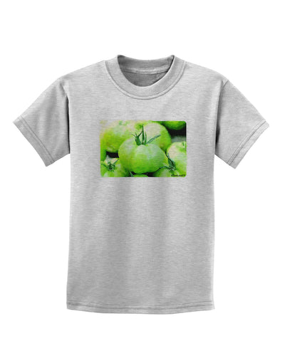 Watercolor Green Tomatoes Childrens T-Shirt-Childrens T-Shirt-TooLoud-AshGray-X-Small-Davson Sales