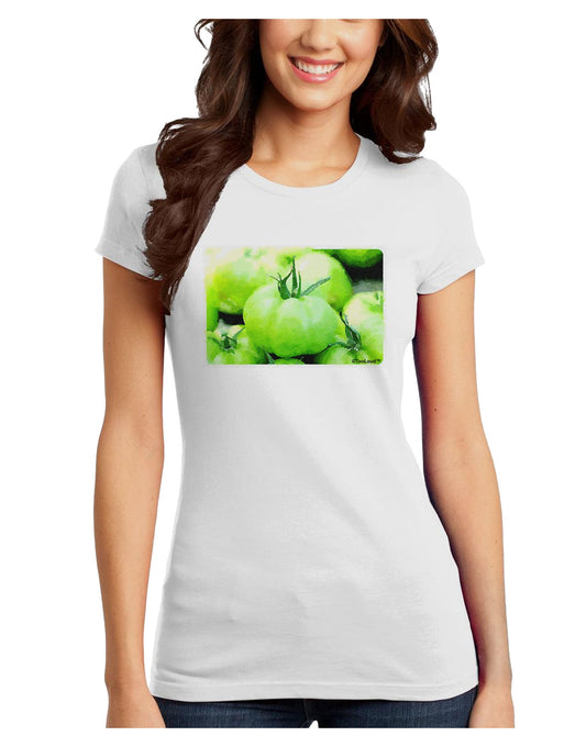 Watercolor Green Tomatoes Juniors T-Shirt-Womens Juniors T-Shirt-TooLoud-White-Juniors Fitted X-Small-Davson Sales