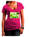 Watercolor Green Tomatoes Juniors V-Neck Dark T-Shirt-Womens V-Neck T-Shirts-TooLoud-Hot-Pink-Juniors Fitted Small-Davson Sales