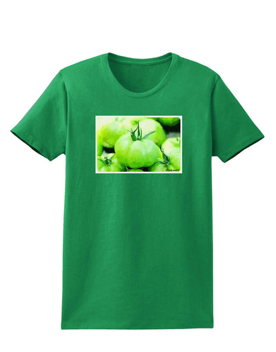 Watercolor Green Tomatoes Womens Dark T-Shirt-TooLoud-Kelly-Green-X-Small-Davson Sales