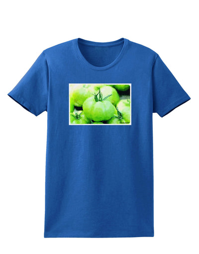 Watercolor Green Tomatoes Womens Dark T-Shirt-TooLoud-Royal-Blue-X-Small-Davson Sales