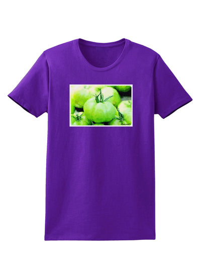 Watercolor Green Tomatoes Womens Dark T-Shirt-TooLoud-Purple-X-Small-Davson Sales