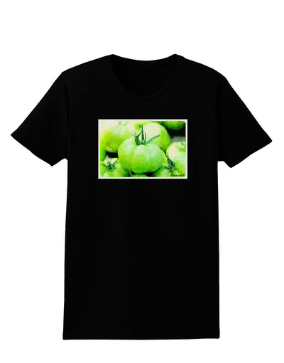 Watercolor Green Tomatoes Womens Dark T-Shirt-TooLoud-Black-X-Small-Davson Sales