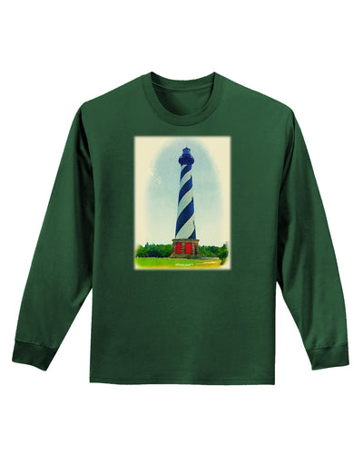 Watercolor Lighthouse 1 Adult Long Sleeve Dark T-Shirt-TooLoud-Dark-Green-Small-Davson Sales