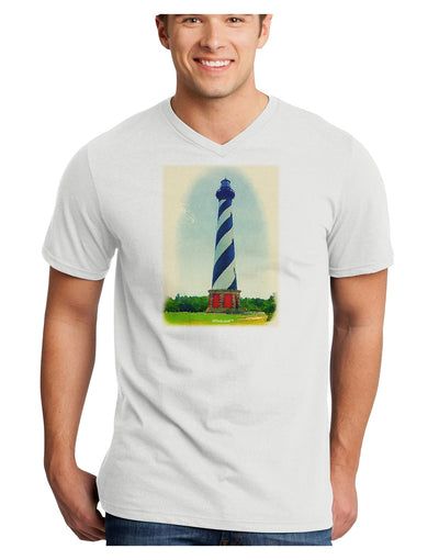 Watercolor Lighthouse 1 Adult V-Neck T-shirt-Mens V-Neck T-Shirt-TooLoud-White-Small-Davson Sales