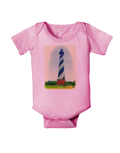 Watercolor Lighthouse 1 Baby Romper Bodysuit-Baby Romper-TooLoud-Pink-06-Months-Davson Sales