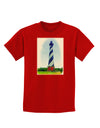 Watercolor Lighthouse 1 Childrens Dark T-Shirt-Childrens T-Shirt-TooLoud-Red-X-Small-Davson Sales