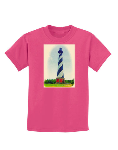 Watercolor Lighthouse 1 Childrens Dark T-Shirt-Childrens T-Shirt-TooLoud-Sangria-X-Small-Davson Sales