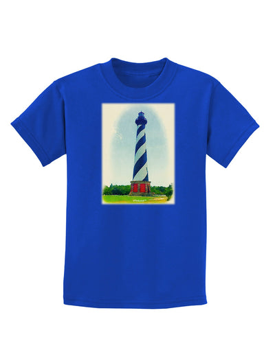 Watercolor Lighthouse 1 Childrens Dark T-Shirt-Childrens T-Shirt-TooLoud-Royal-Blue-X-Small-Davson Sales