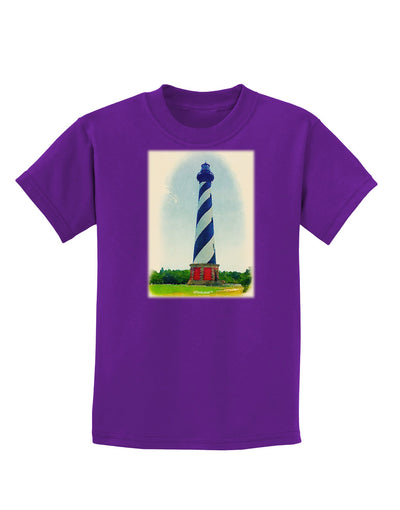 Watercolor Lighthouse 1 Childrens Dark T-Shirt-Childrens T-Shirt-TooLoud-Purple-X-Small-Davson Sales