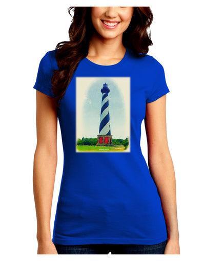 Watercolor Lighthouse 1 Juniors Crew Dark T-Shirt-T-Shirts Juniors Tops-TooLoud-Royal-Blue-Juniors Fitted Small-Davson Sales