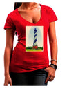 Watercolor Lighthouse 1 Juniors V-Neck Dark T-Shirt-Womens V-Neck T-Shirts-TooLoud-Red-Juniors Fitted Small-Davson Sales