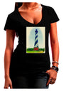 Watercolor Lighthouse 1 Juniors V-Neck Dark T-Shirt-Womens V-Neck T-Shirts-TooLoud-Black-Juniors Fitted Small-Davson Sales