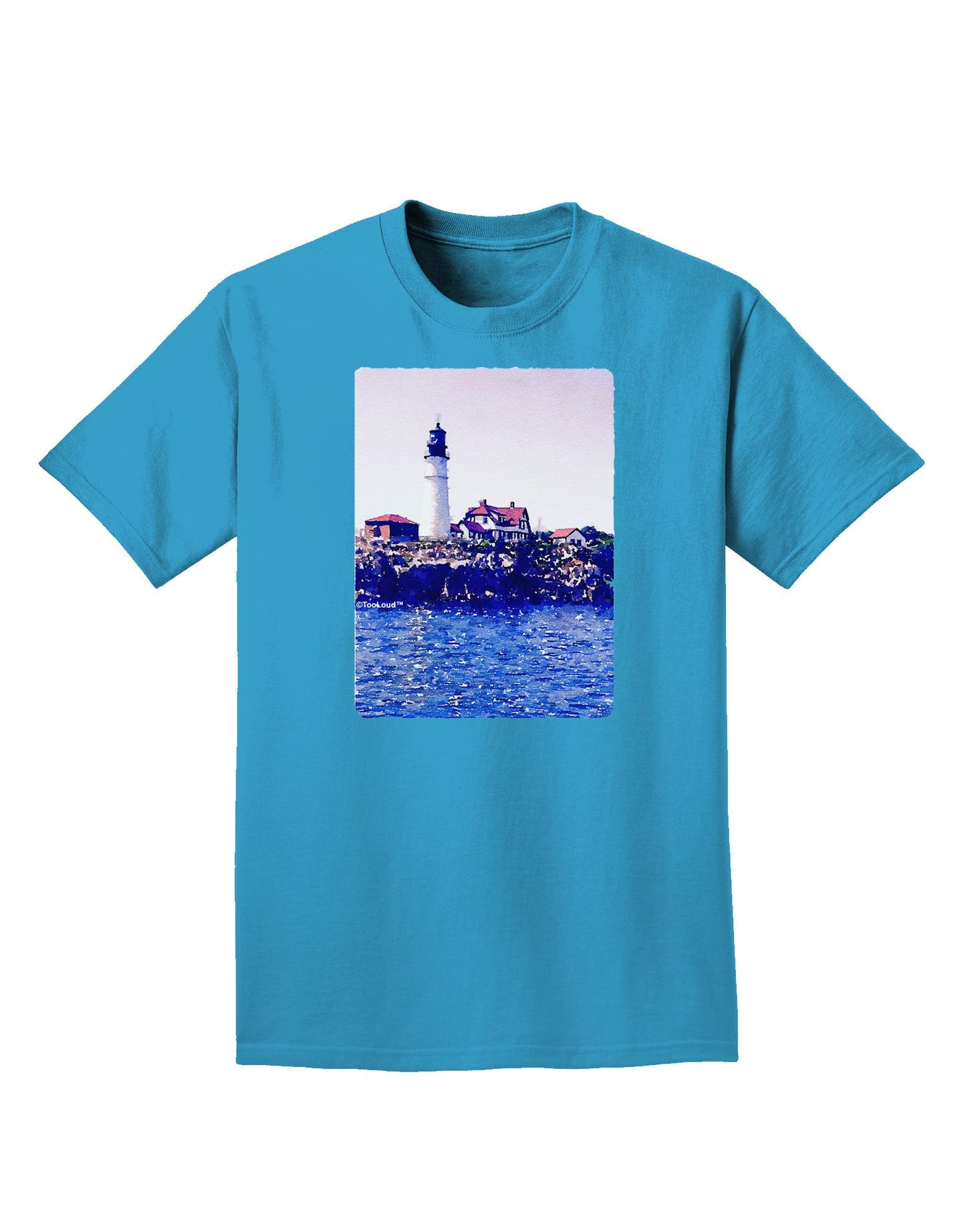 Watercolor Lighthouse 2 Adult Dark T-Shirt-Mens T-Shirt-TooLoud-Turquoise-Small-Davson Sales