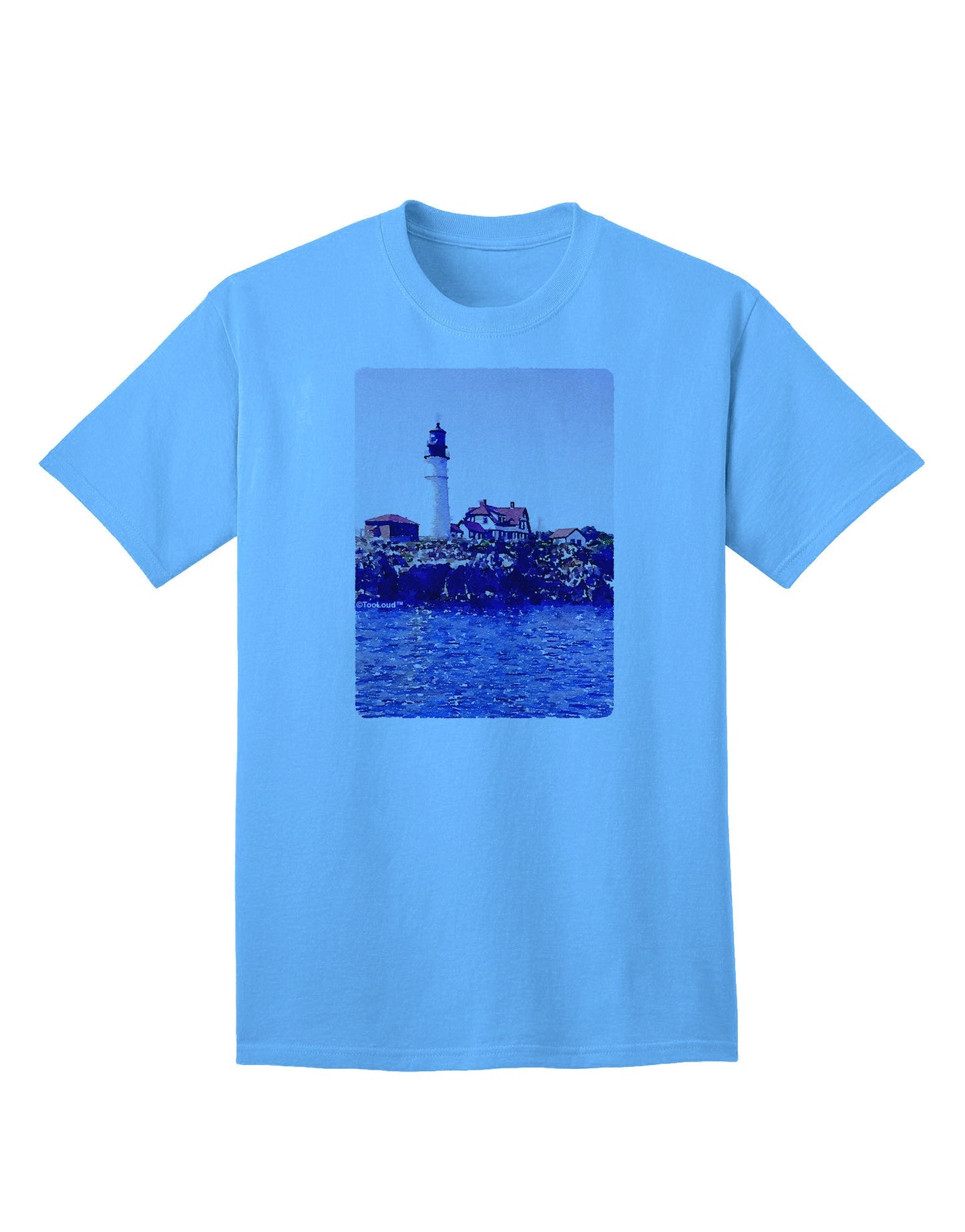 Watercolor Lighthouse 2 Adult T-Shirt-unisex t-shirt-TooLoud-Aquatic-Blue-Small-Davson Sales