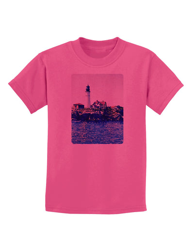 Watercolor Lighthouse 2 Childrens T-Shirt-Childrens T-Shirt-TooLoud-Sangria-X-Small-Davson Sales