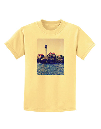 Watercolor Lighthouse 2 Childrens T-Shirt-Childrens T-Shirt-TooLoud-Daffodil-Yellow-X-Small-Davson Sales