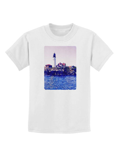 Watercolor Lighthouse 2 Childrens T-Shirt-Childrens T-Shirt-TooLoud-White-X-Small-Davson Sales