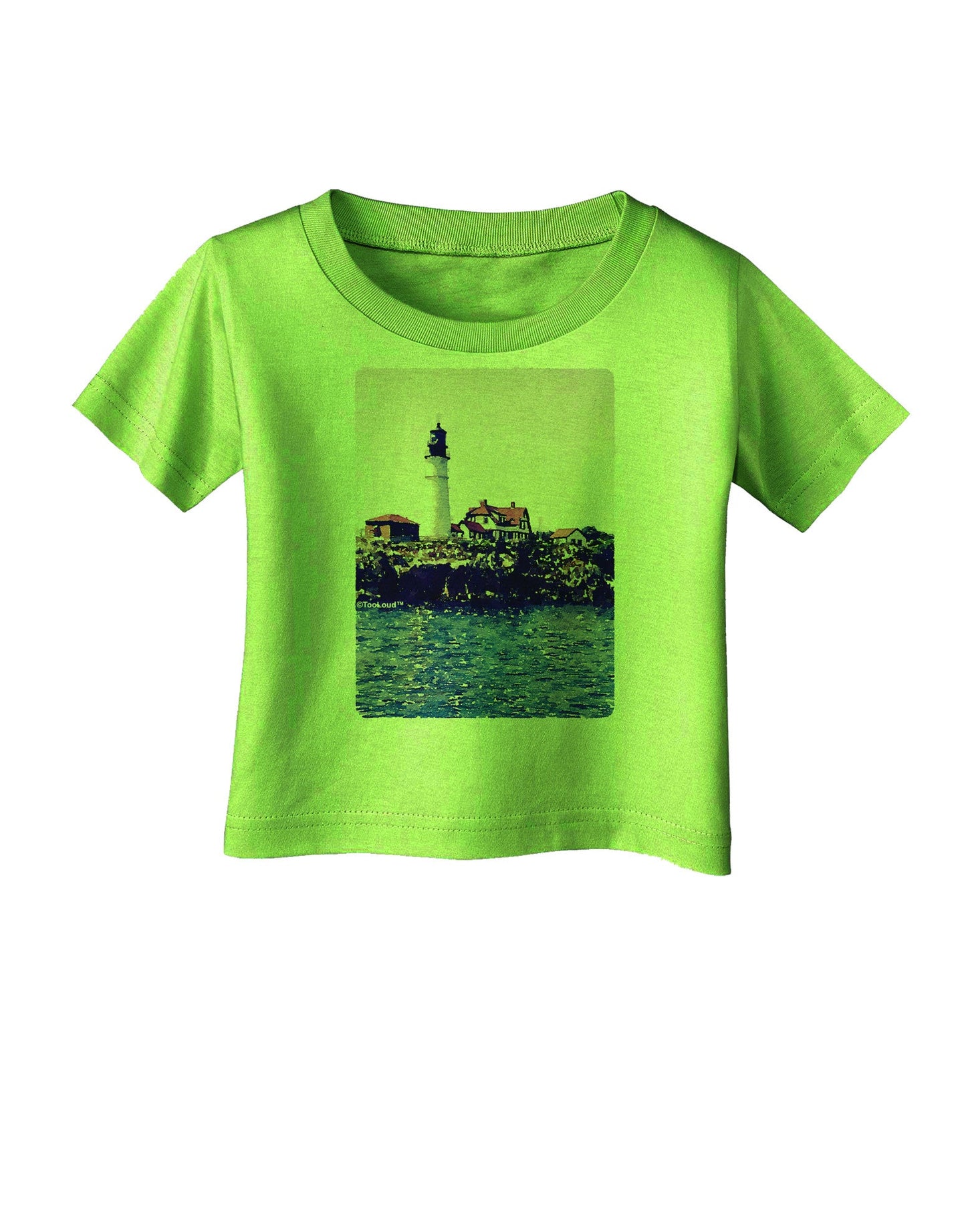 Watercolor Lighthouse 2 Infant T-Shirt-Infant T-Shirt-TooLoud-Lime-Green-06-Months-Davson Sales