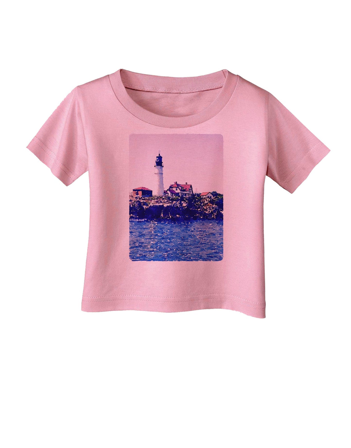 Watercolor Lighthouse 2 Infant T-Shirt-Infant T-Shirt-TooLoud-Candy-Pink-06-Months-Davson Sales