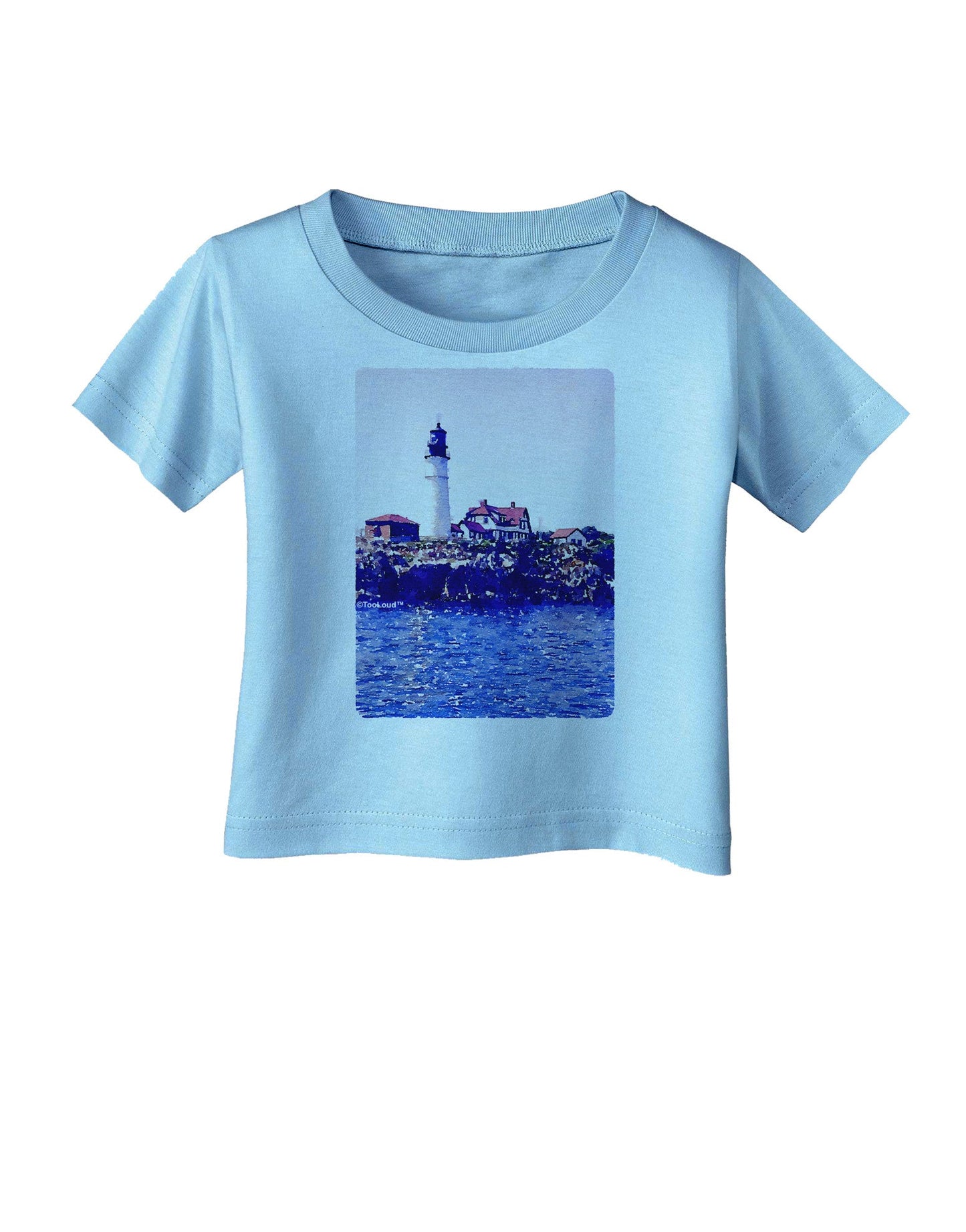 Watercolor Lighthouse 2 Infant T-Shirt-Infant T-Shirt-TooLoud-Aquatic-Blue-06-Months-Davson Sales